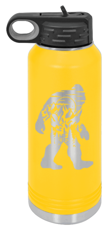 Sasquatch - 32oz Water Bottle Laser Engraved- Yellow