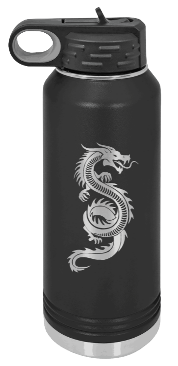 Dragon - 32oz Water Bottle Laser Engraved- Black