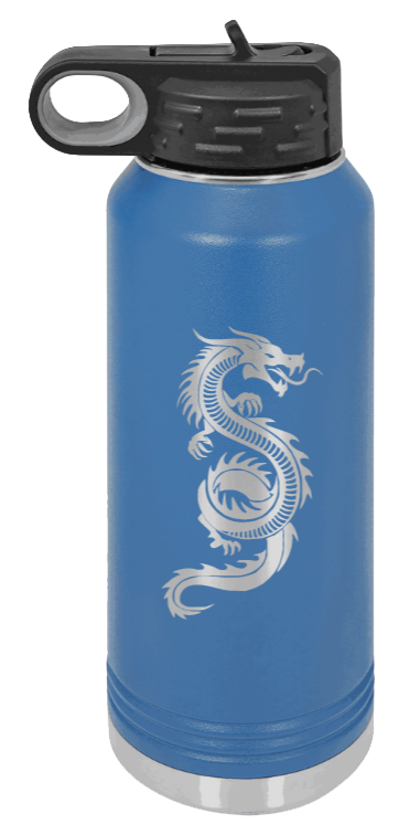 Dragon - 32oz Water Bottle Laser Engraved- Royal Blue