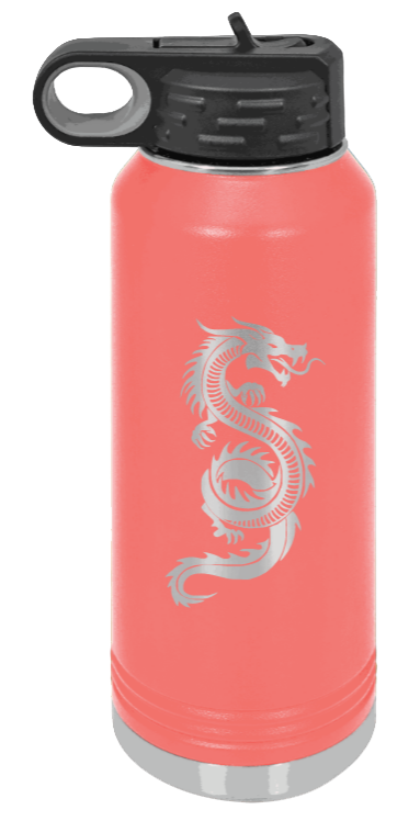 Dragon - 32oz Water Bottle Laser Engraved- Coral