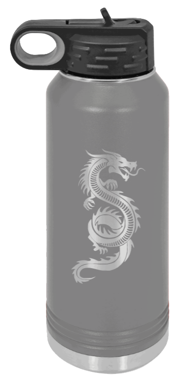 Dragon - 32oz Water Bottle Laser Engraved- Dark Grey