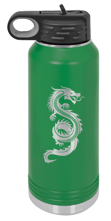 Dragon - 32oz Water Bottle Laser Engraved- Green