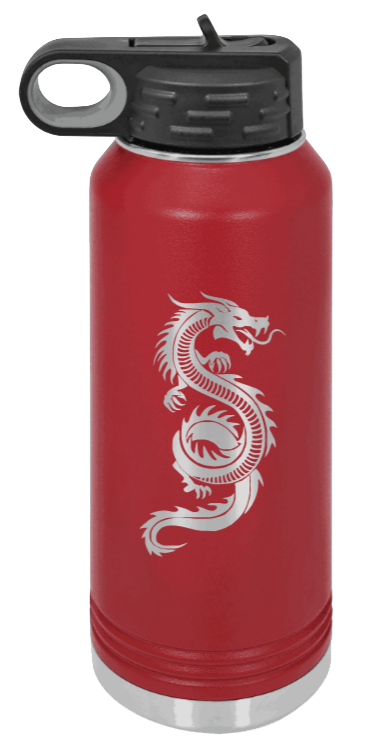 Dragon - 32oz Water Bottle Laser Engraved- Maroon