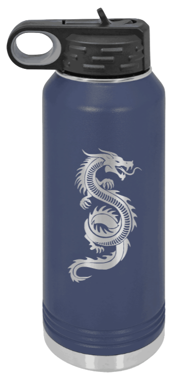 Dragon - 32oz Water Bottle Laser Engraved- Navy