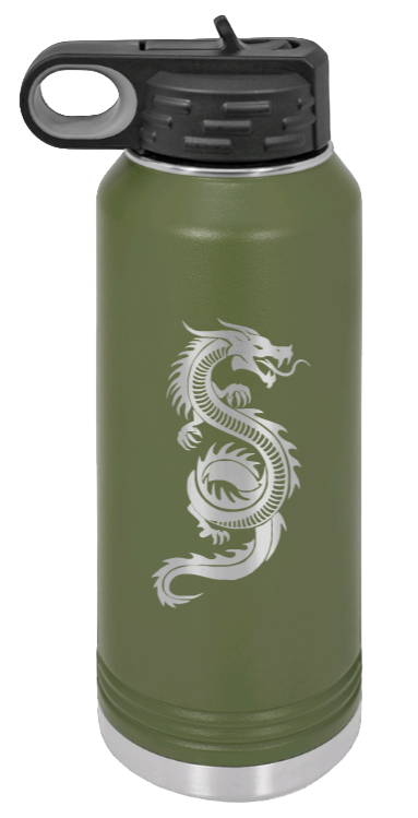 Dragon - 32oz Water Bottle Laser Engraved- Olive