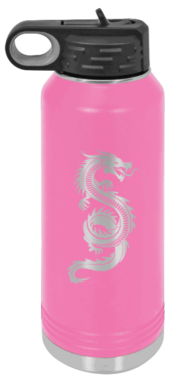 Dragon - 32oz Water Bottle Laser Engraved- Pink