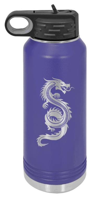 Dragon - 32oz Water Bottle Laser Engraved- Purple