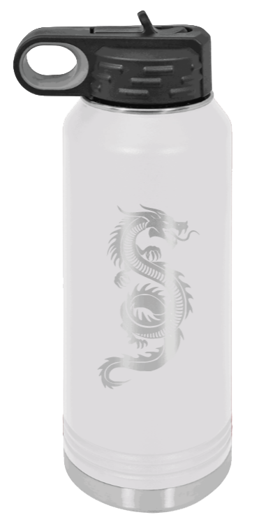 Dragon - 32oz Water Bottle Laser Engraved- White