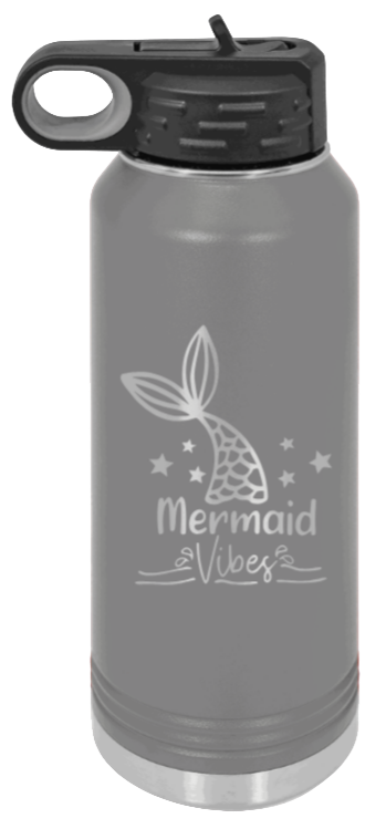 Mermaid - 32oz Water Bottle Laser Engraved- Dark Grey