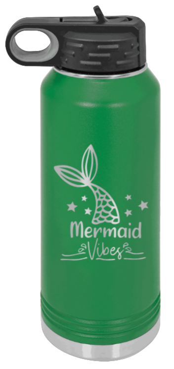 Mermaid - 32oz Water Bottle Laser Engraved- Green
