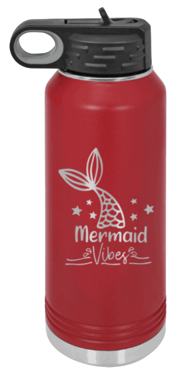 Mermaid - 32oz Water Bottle Laser Engraved- Maroon