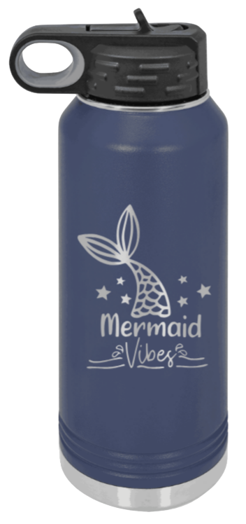 Mermaid - 32oz Water Bottle Laser Engraved- Navy