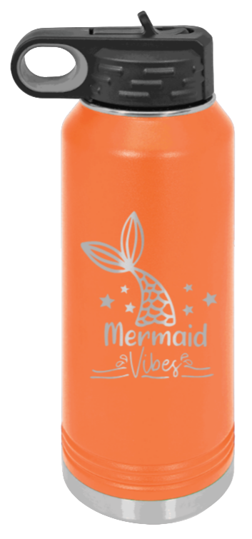 Mermaid - 32oz Water Bottle Laser Engraved- Orange