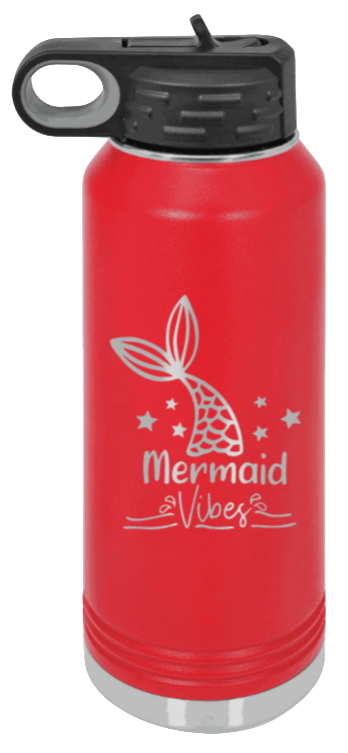 Mermaid - 32oz Water Bottle Laser Engraved- Red