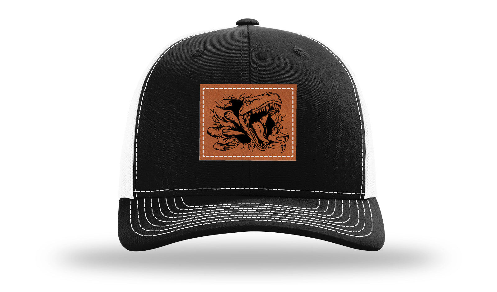 Dino T-Rex  Leather Patch Richardson 112 Hat-Black / White