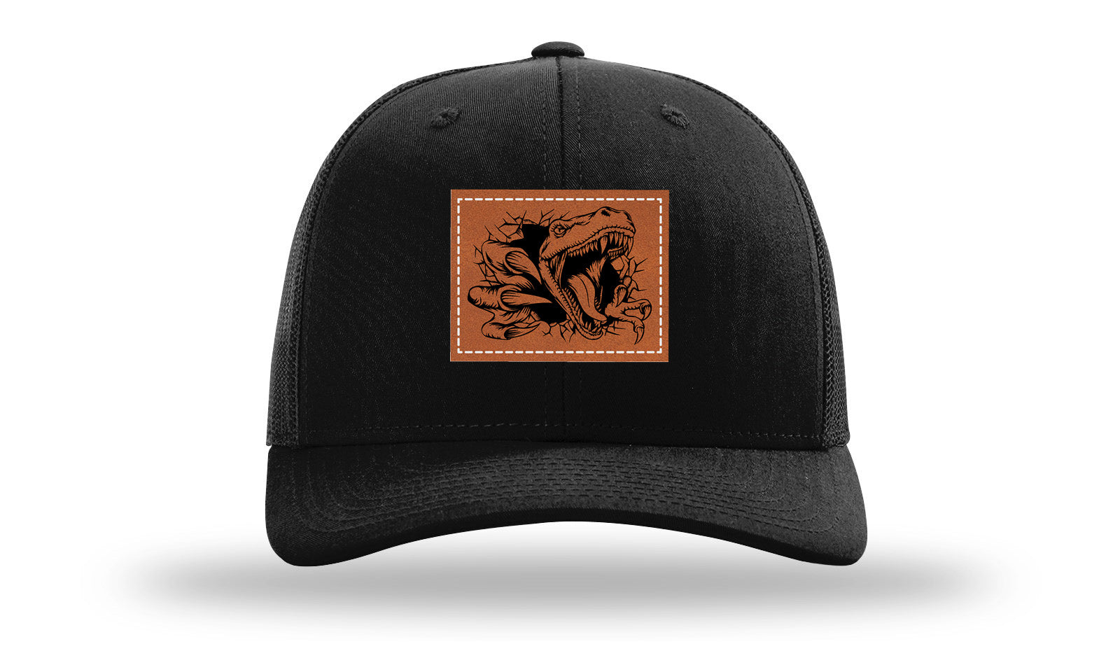 Dino T-Rex  Leather Patch Richardson 112 Hat-Black
