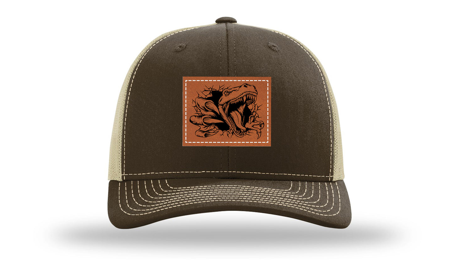 Dino T-Rex  Leather Patch Richardson 112 Hat-Brown / Khaki