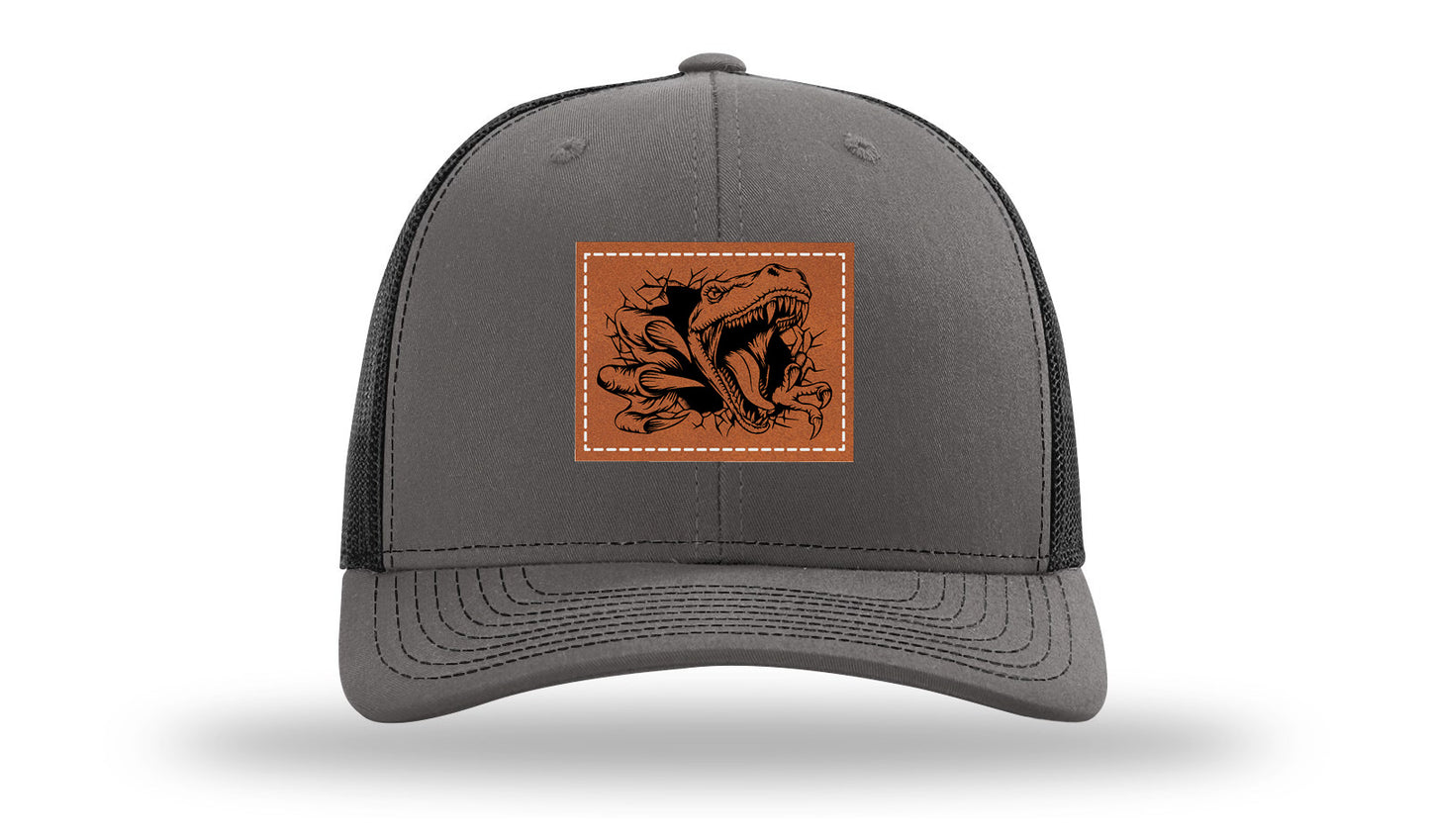 Dino T-Rex  Leather Patch Richardson 112 Hat-Charcoal / Black