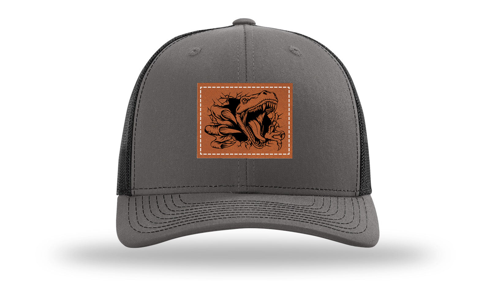 Dino T-Rex  Leather Patch Richardson 112 Hat-Charcoal / Black