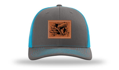 Dino T-Rex  Leather Patch Richardson 112 Hat-Charcoal / Neon Blue