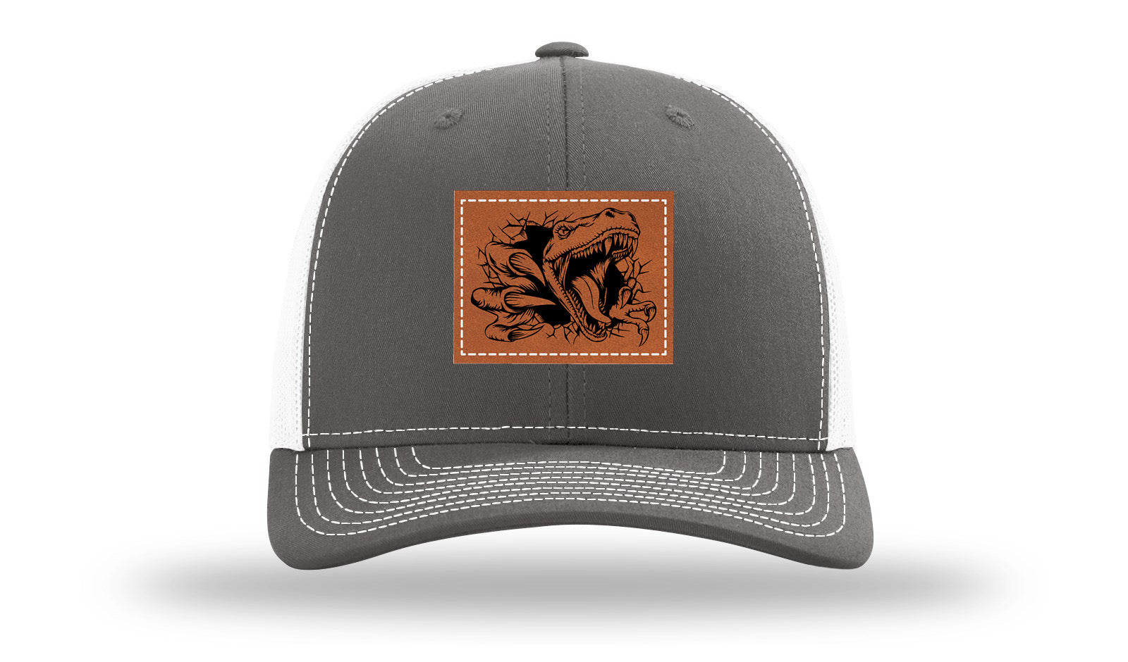 Dino T-Rex  Leather Patch Richardson 112 Hat-Charcoal / White