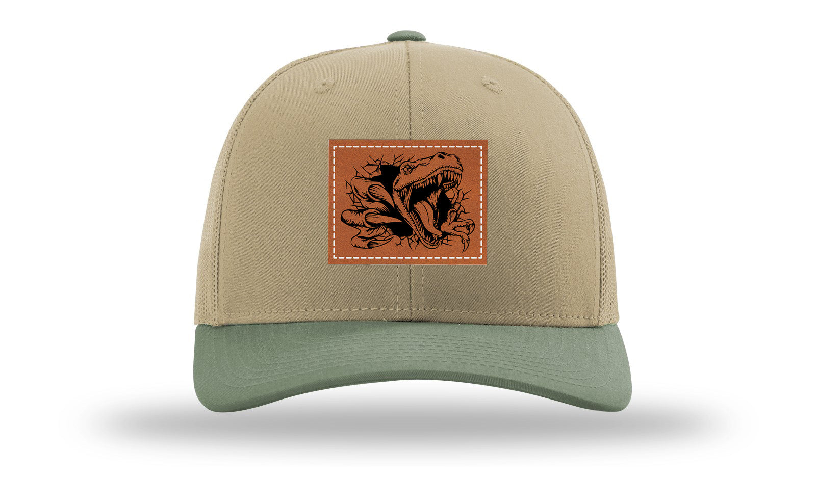 Dino T-Rex  Leather Patch Richardson 112 Hat-Khaki / Loden - CMB