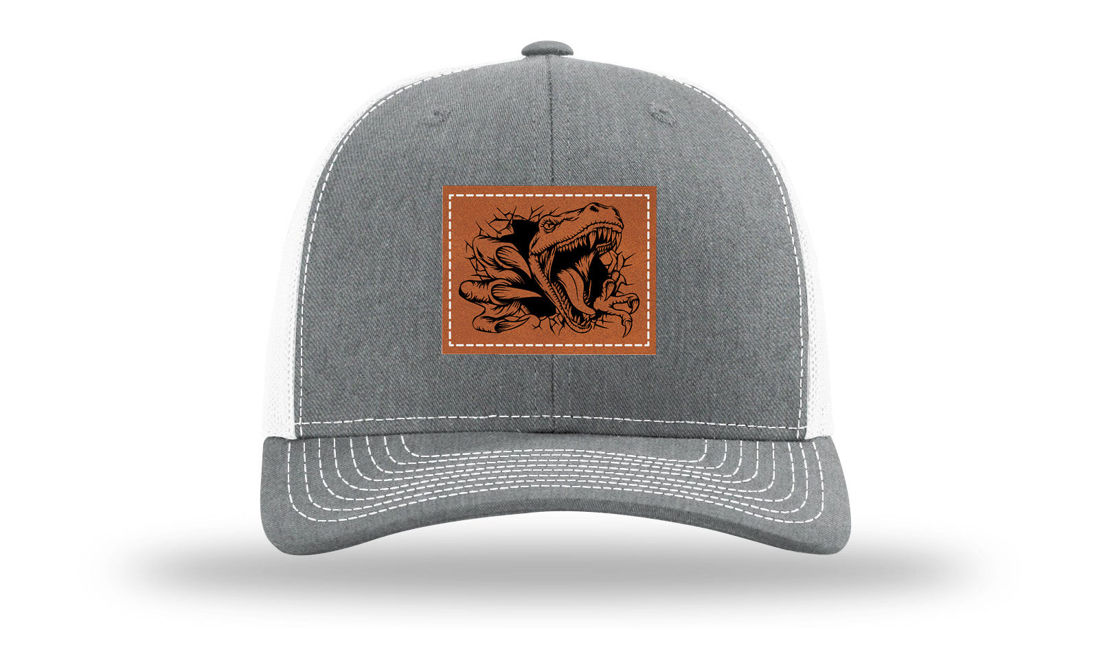 Dino T-Rex  Leather Patch Richardson 112 Hat-Heather Grey / White