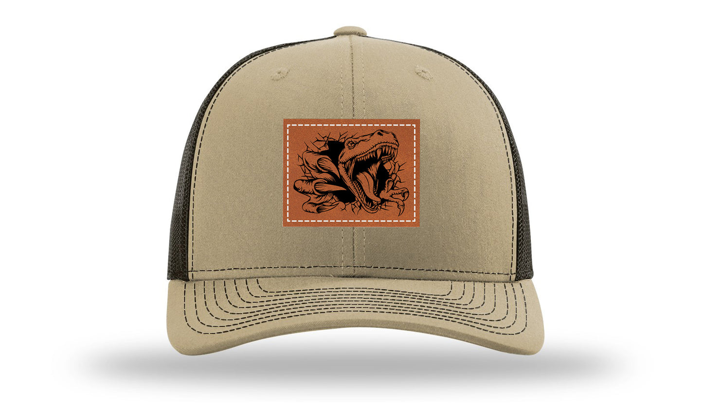 Dino T-Rex  Leather Patch Richardson 112 Hat-Khaki / Coffee
