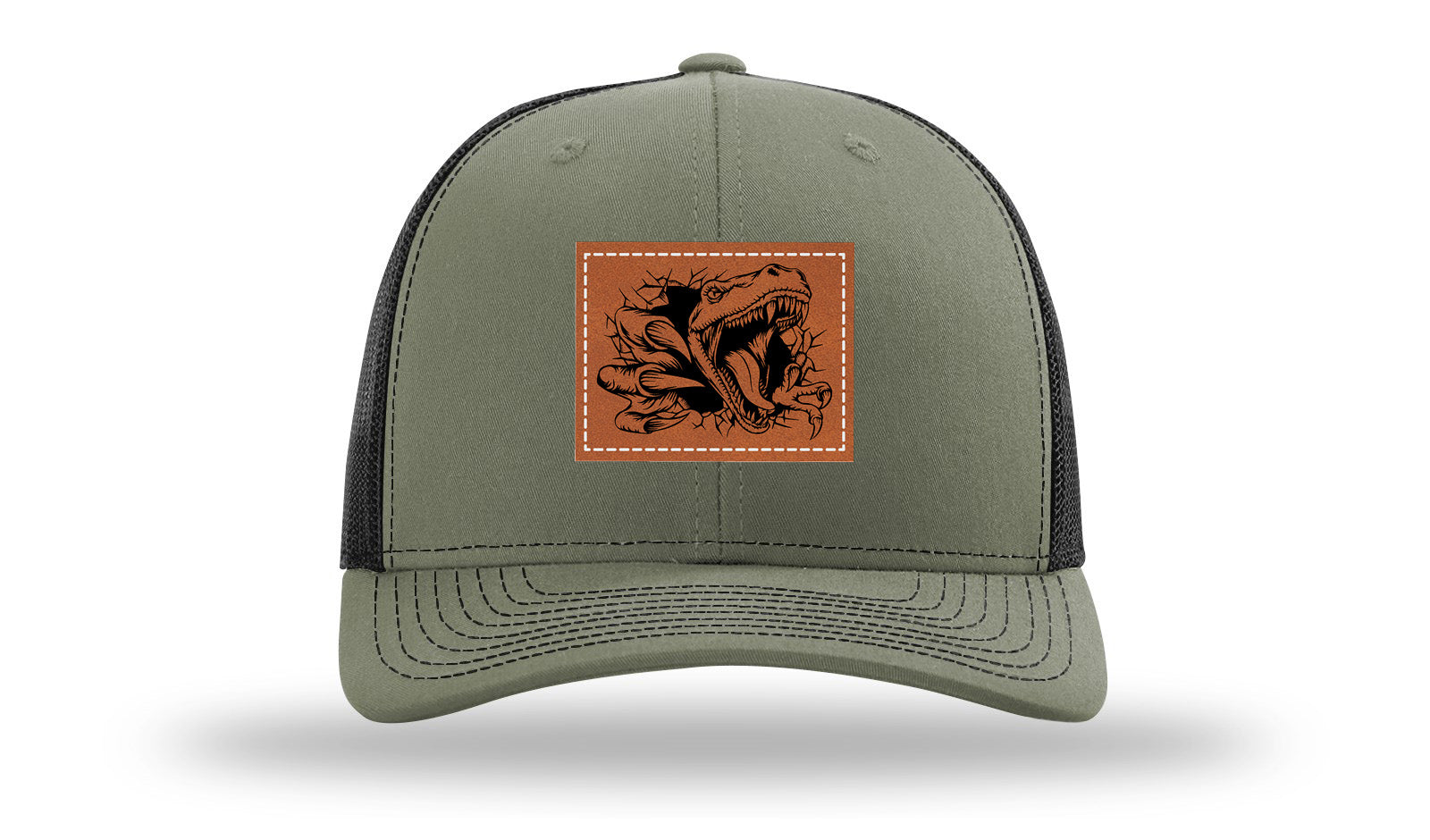Dino T-Rex  Leather Patch Richardson 112 Hat-Loden / Black