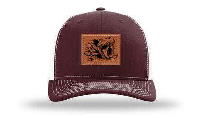 Dino T-Rex  Leather Patch Richardson 112 Hat-Maroon / White