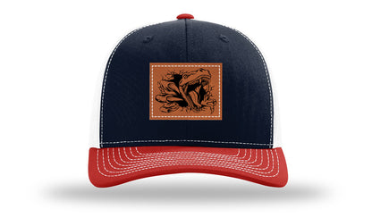 Dino T-Rex  Leather Patch Richardson 112 Hat-Navy / White / Red