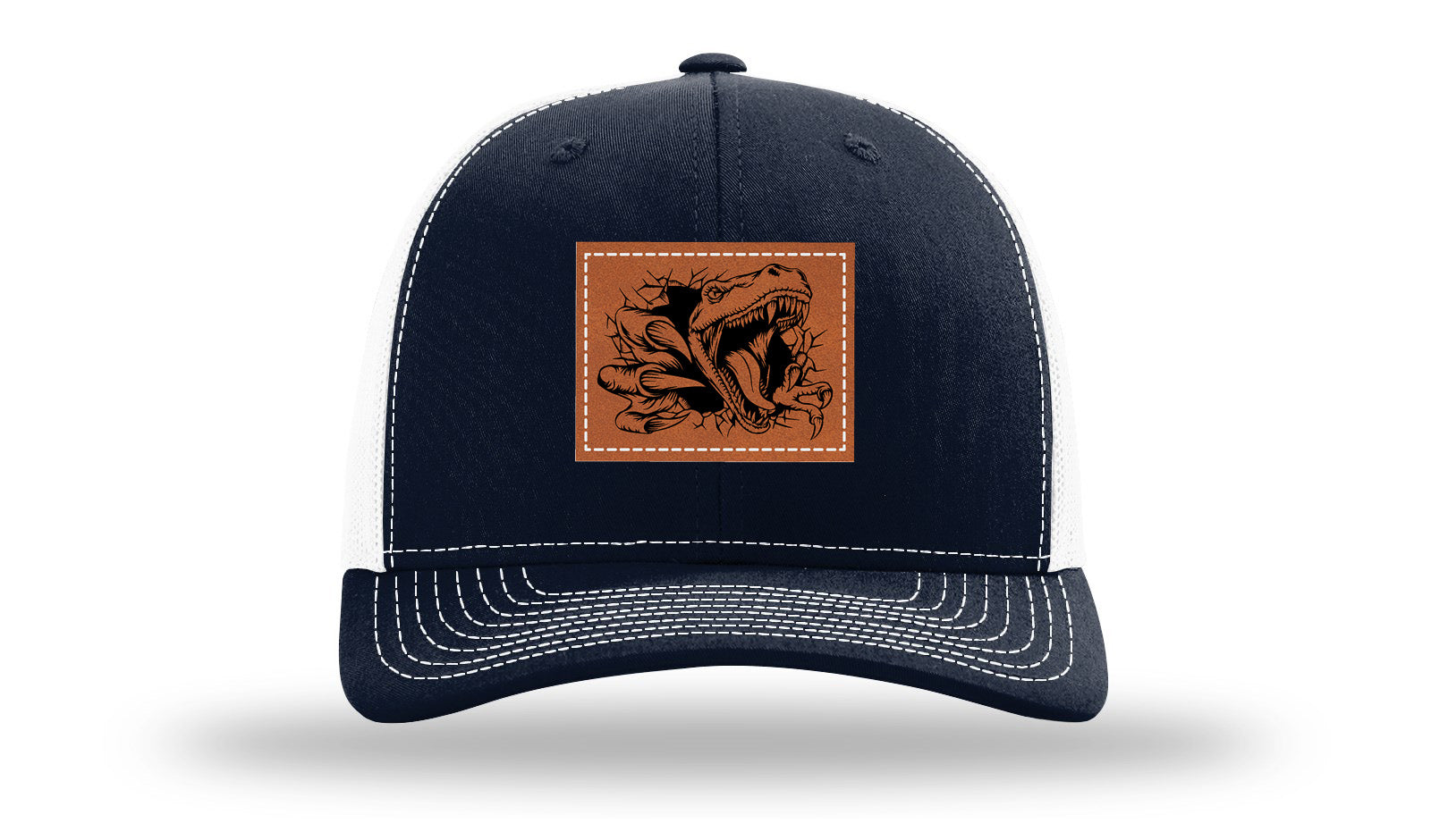 Dino T-Rex  Leather Patch Richardson 112 Hat-Navy / White