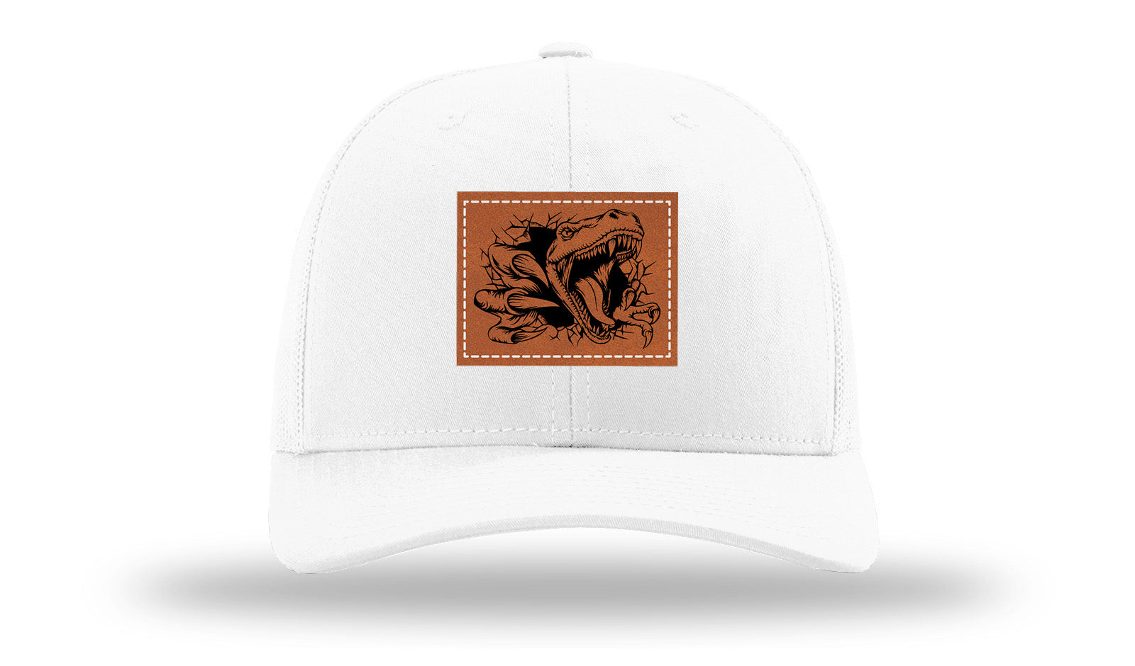 Dino T-Rex  Leather Patch Richardson 112 Hat-White