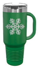 Load image into Gallery viewer, Snowflake 40oz Handle Mug Laser Engraved
