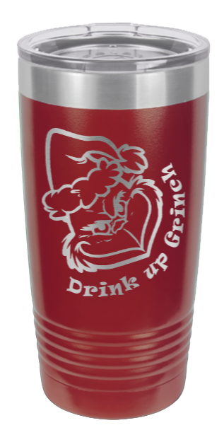 Custom Laser Etched Grinchy Themed 40 oz Tumbler with Handle. Can be  personalize