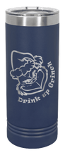 Load image into Gallery viewer, Drink Up Grinch Laser Engraved Skinny Tumbler (Etched)
