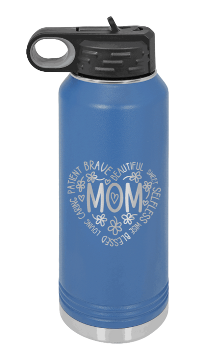 Mom - 32oz Water Bottle Laser Engraved- Royal Blue