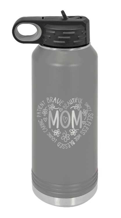Mom - 32oz Water Bottle Laser Engraved- Dark Grey