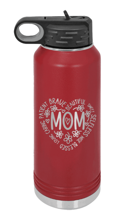 Mom - 32oz Water Bottle Laser Engraved- Maroon