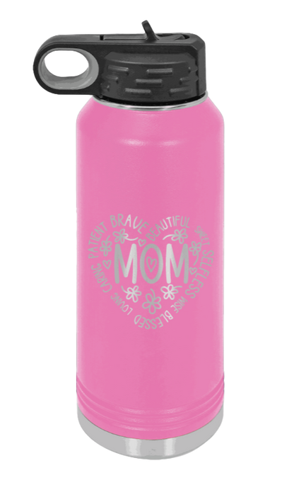 Mom - 32oz Water Bottle Laser Engraved- Pink