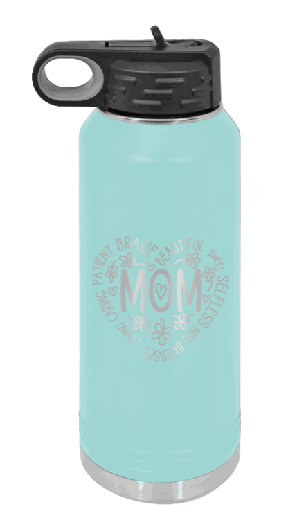 Mom - 32oz Water Bottle Laser Engraved- Teal