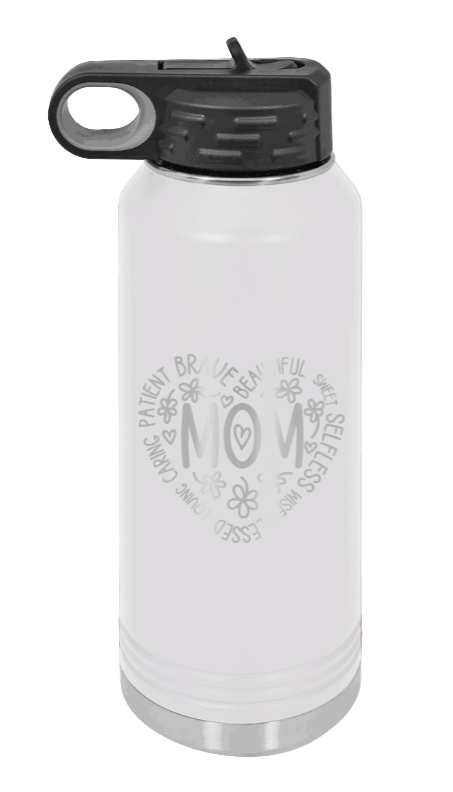 Mom - 32oz Water Bottle Laser Engraved- White