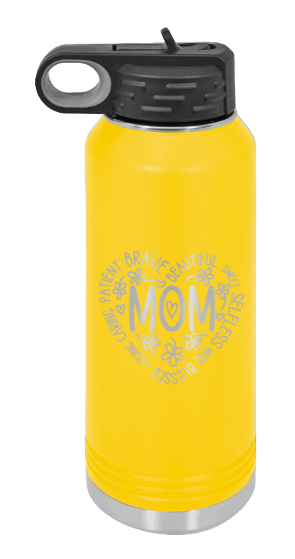Mom - 32oz Water Bottle Laser Engraved- Yellow