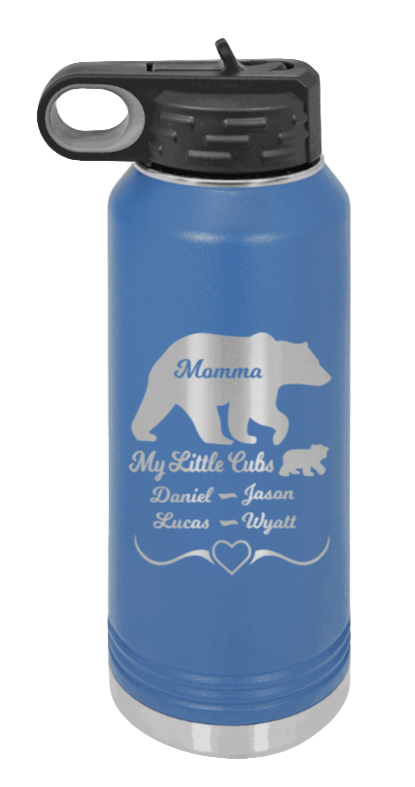 My Little Cubs - 32oz Water Bottle Laser Engraved- Royal Blue
