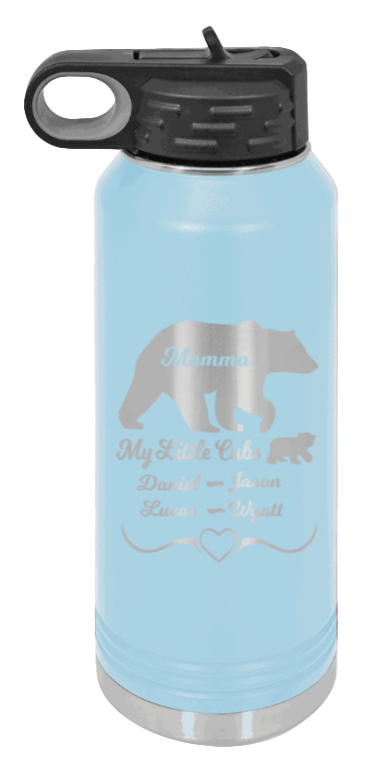 My Little Cubs - 32oz Water Bottle Laser Engraved- Light Blue