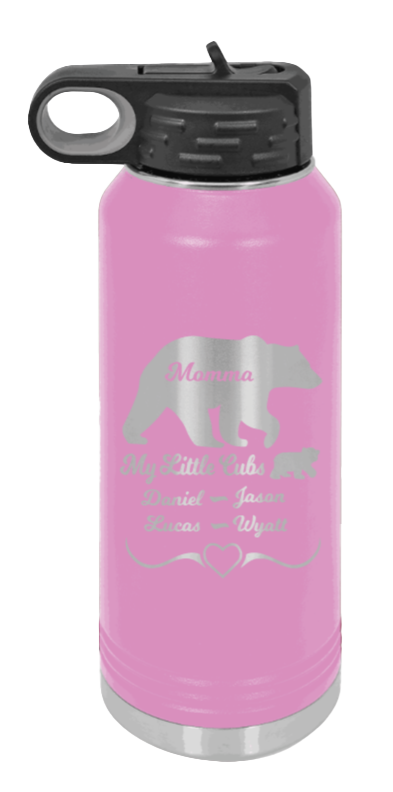 My Little Cubs - 32oz Water Bottle Laser Engraved- Light Purple