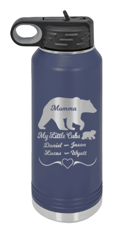 My Little Cubs - 32oz Water Bottle Laser Engraved- Navy