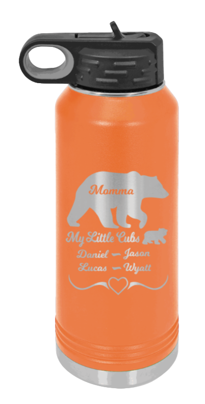 My Little Cubs - 32oz Water Bottle Laser Engraved- Orange