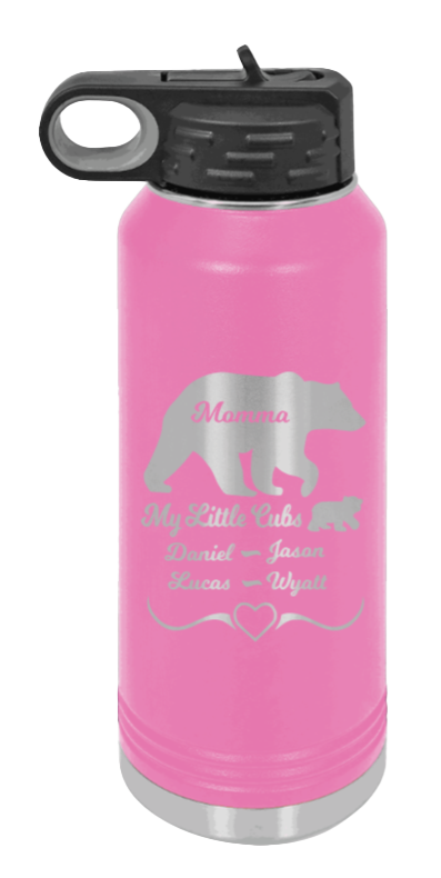 My Little Cubs - 32oz Water Bottle Laser Engraved- Pink