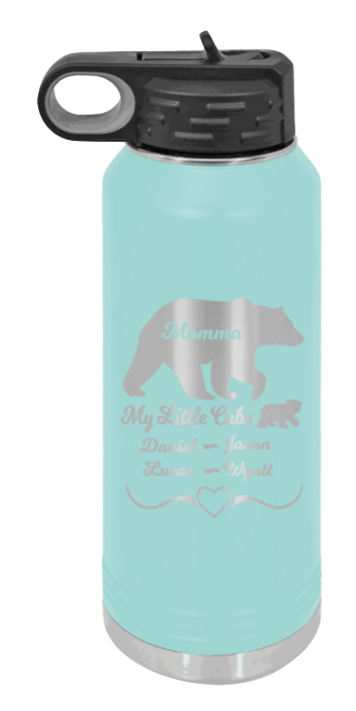 My Little Cubs - 32oz Water Bottle Laser Engraved- Teal